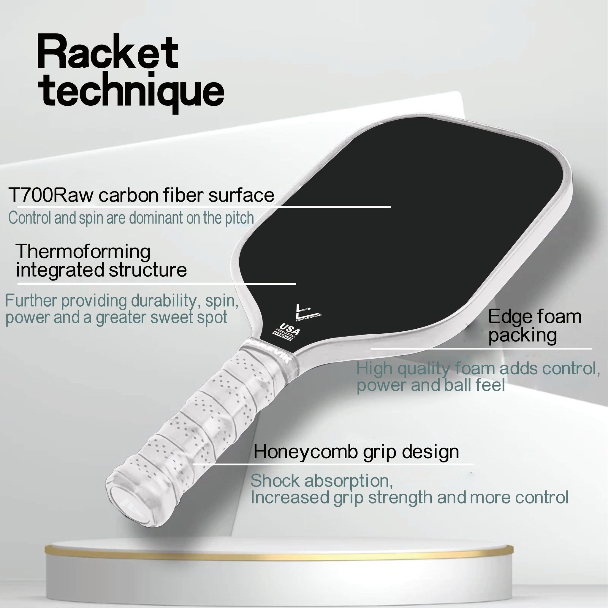 Vistavoyage pickleball Paddle Board T700 Carbon Fibre Frosted Professional Paddle